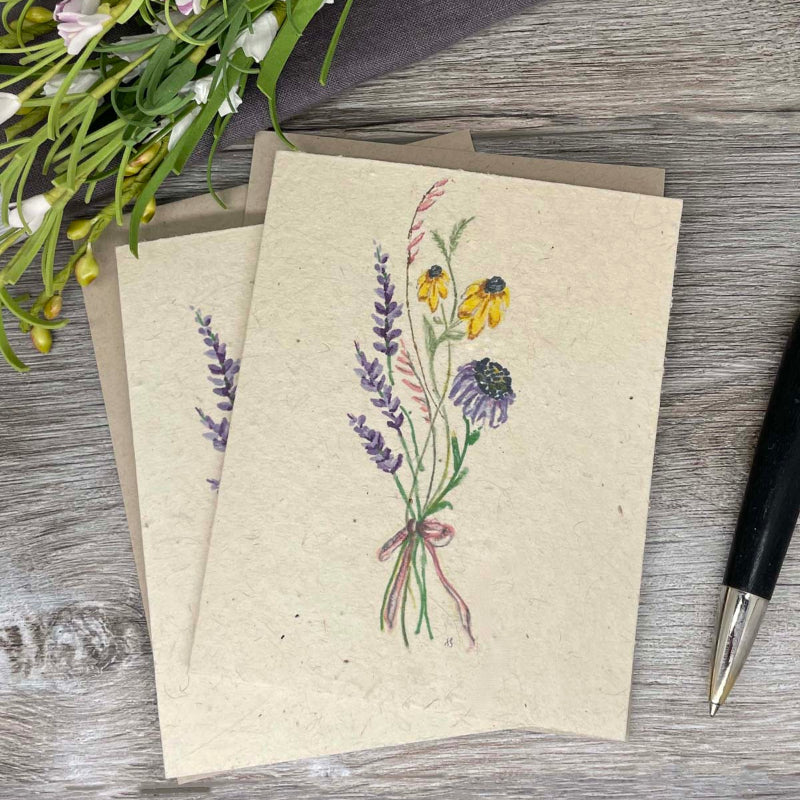 wildflower seed paper. Hand drawn watercolor. floral . Birthday. Anniversary. Any occasion.