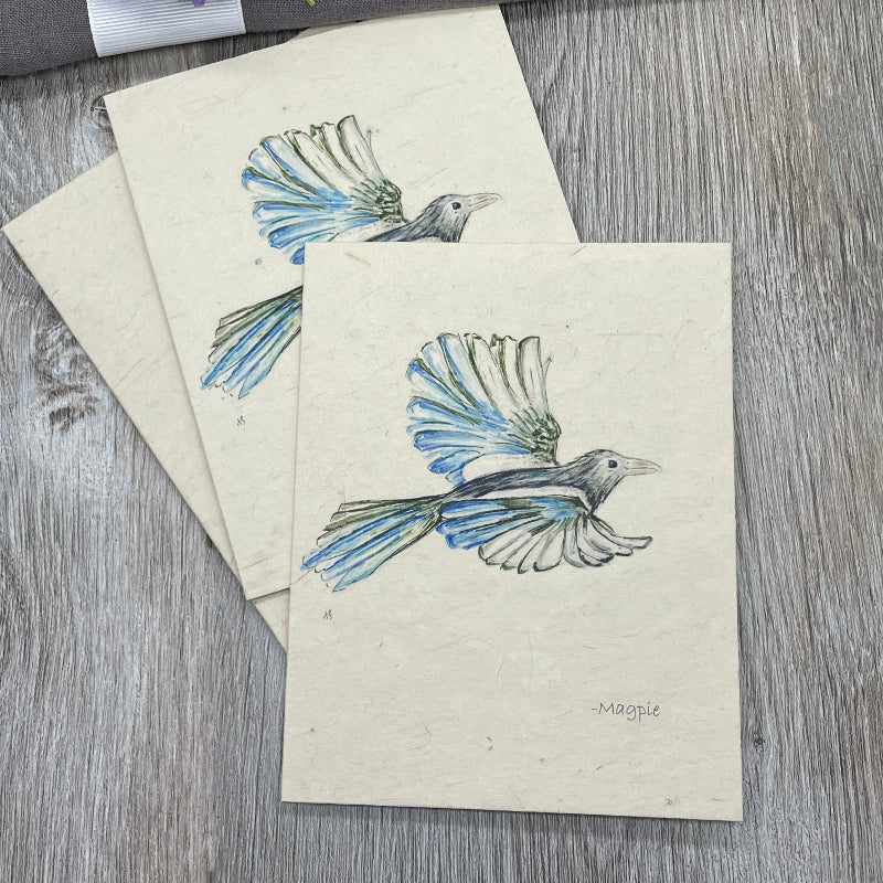 birds magpie plantable paper. wildflower seed paper. plantable cards. 1 simple seed