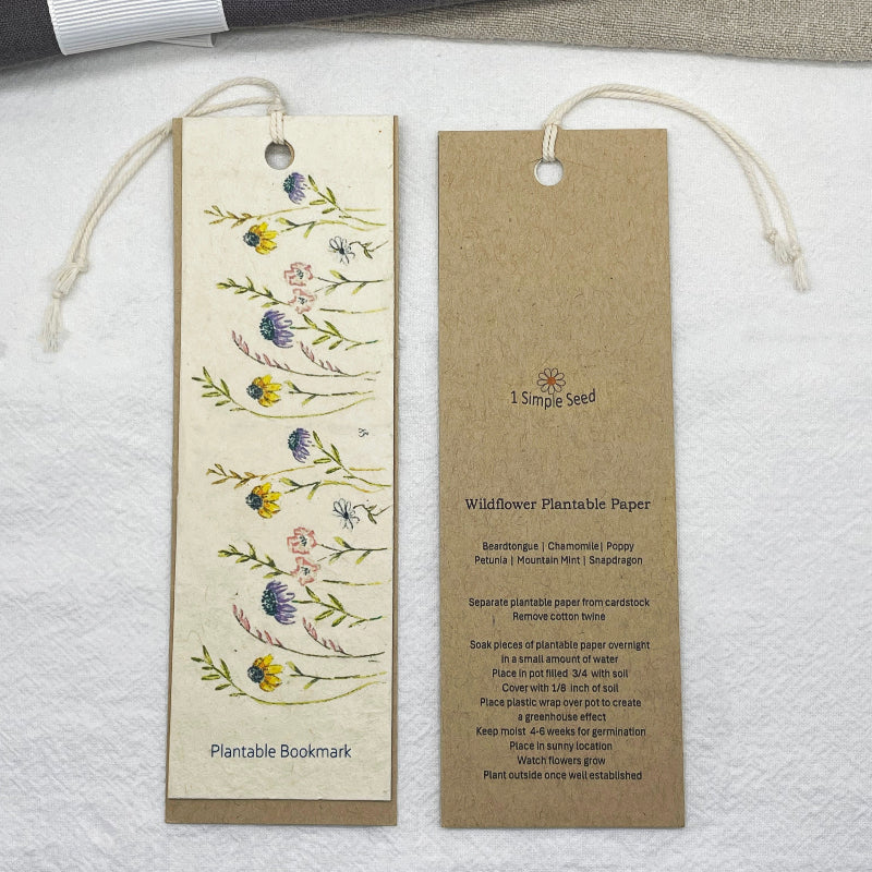 bookmark. plantable paper. wildflower seed paper.