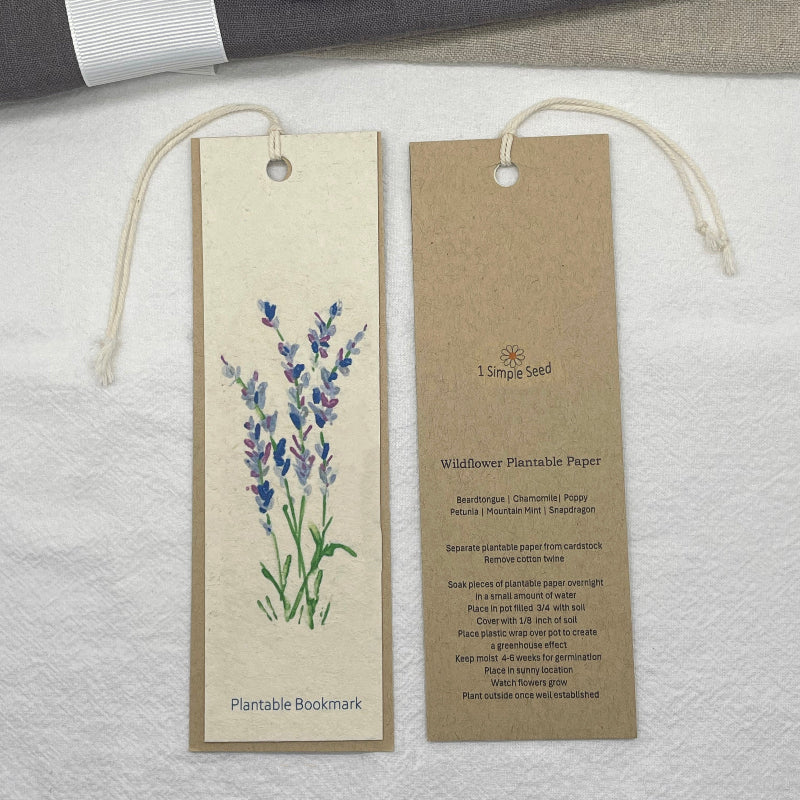 Bookmark. Plantable paper. wildflower seed paper. lavender