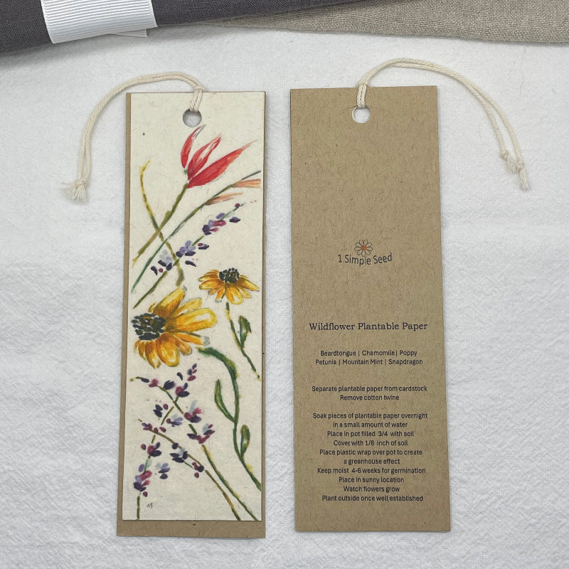 Plantable bookmark. wildflower seed paper. wildflowers.