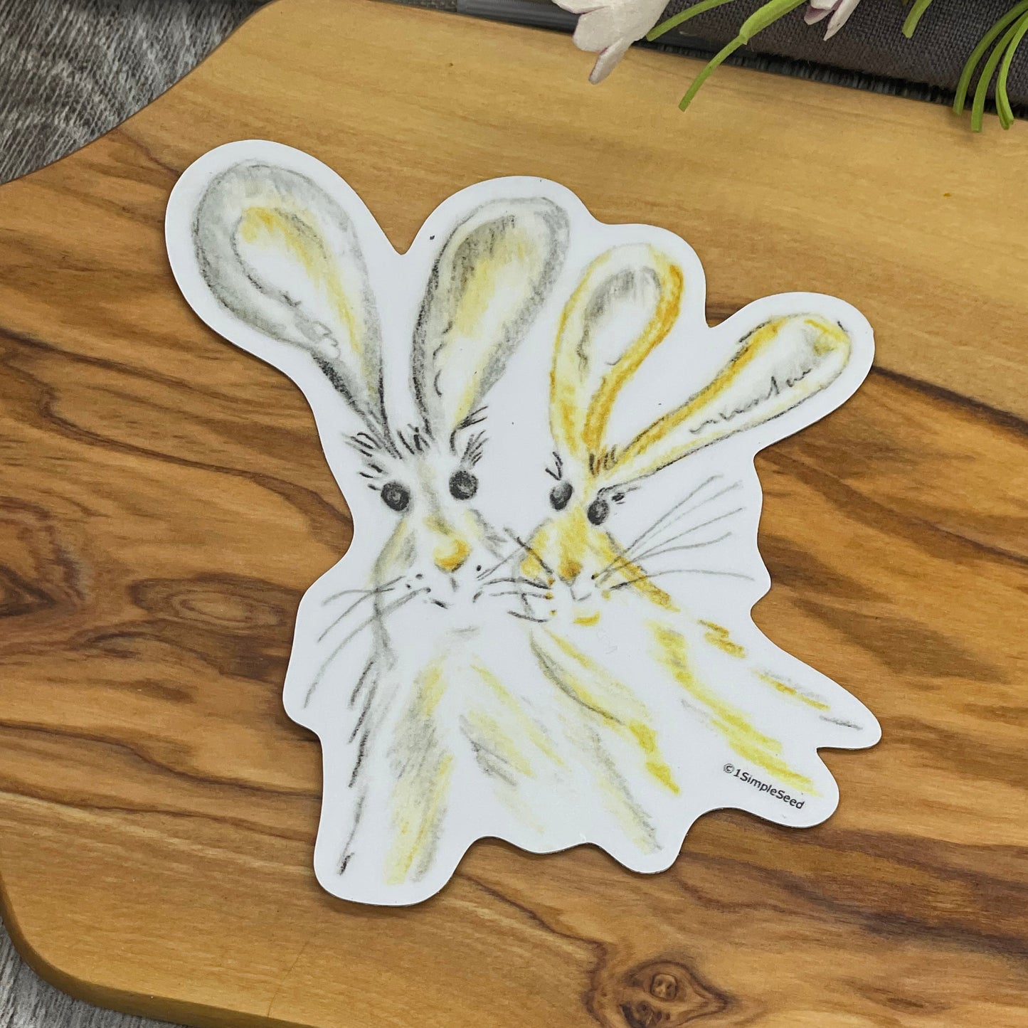 bunny love. valentines. birthday. rabbit. childrens. sticker.