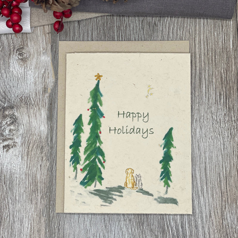 Happy Holidays. Merry Christmas. Bulk cards. dog cat lover. animals Plantable card. Wildflower seed paper. nature lover. Lotka paper