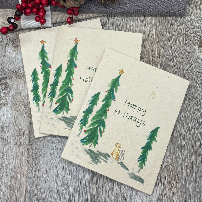 Happy Holidays. Merry Christmas. Bulk cards. dog cat lover. animals Plantable card. Wildflower seed paper. nature lover. Lotka paper