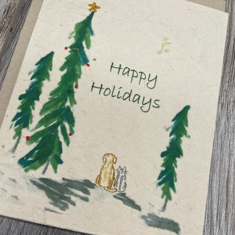 Happy Holidays. Merry Christmas. Bulk cards. dog cat lover. animals Plantable card. Wildflower seed paper. nature lover. Lotka paper
