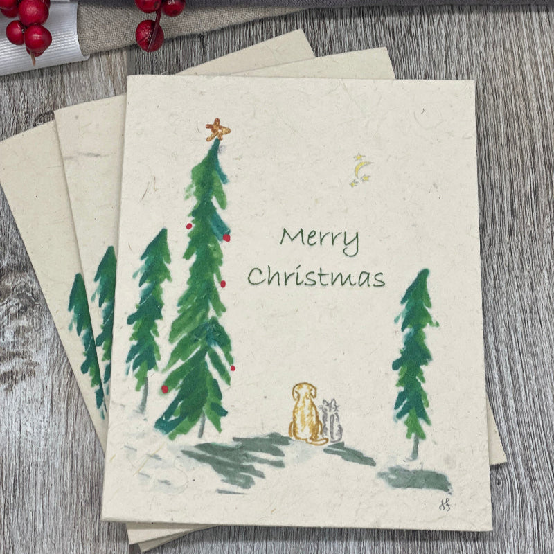 Happy Holidays. Merry Christmas. Bulk cards. dog cat lover. animals Plantable card. Wildflower seed paper. nature lover. Lotka paper