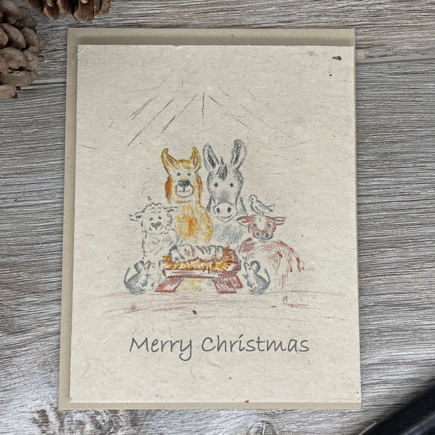 Merry Christmas. Religious Christmas Card. Manger. Bulk Christmas Cards. Plantable Card. 1 Simple Seed. Wildflower seed paper.