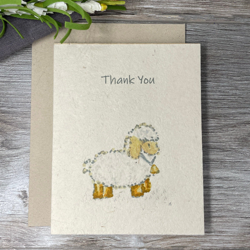 Baby Shower Card. baby shower gift. Plantable Seed Paper. Thank you. Wildflower seed paper. lamb. wildflowers.