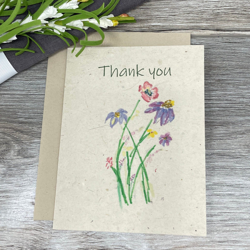 Thank you. wildflowers. Wedding. Bridal shower. baby shower. thank you card for guests. plantable seed paper. plantable card. farmhouse. rustic. boho. unique.