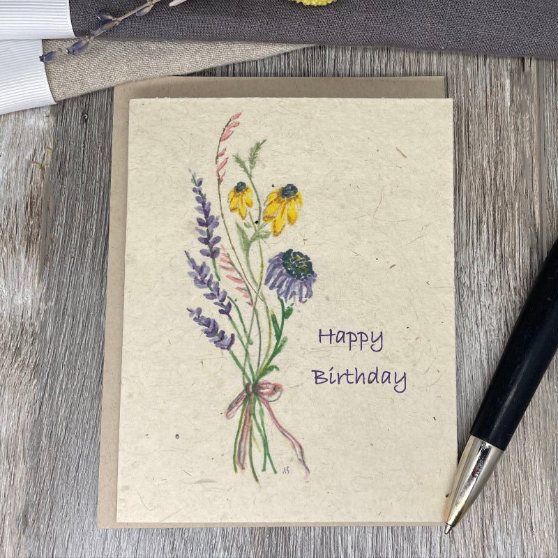 birthday card. plantable seed paper. wildflowers. female. floral