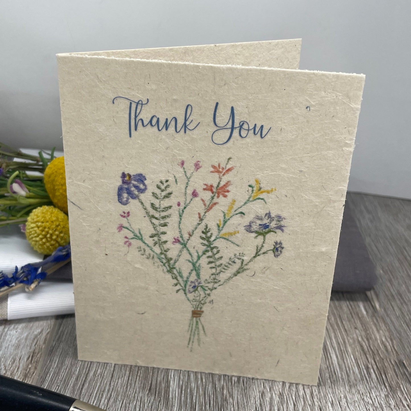 Thank You | Plantable Card | Hand Drawn | Wildflower Seed Paper | Wildflower Bunch
