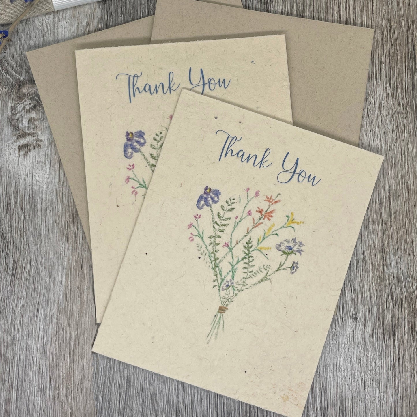 Thank You | Plantable Card | Hand Drawn | Wildflower Seed Paper | Wildflower Bunch