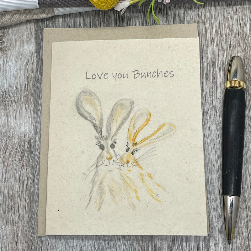 bunnies. friendship. love. valentines. wedding. baby. plantable card.
