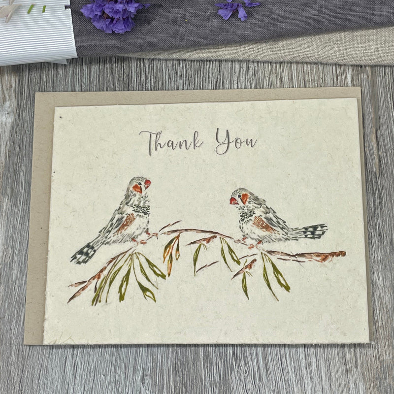 Finches. Birds. Thank you card. blank card. plantable seed paper. wildflower paper. Plantable cards