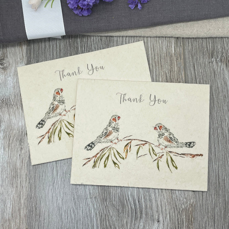 Thank you cards. finches. birds. plantable cards.