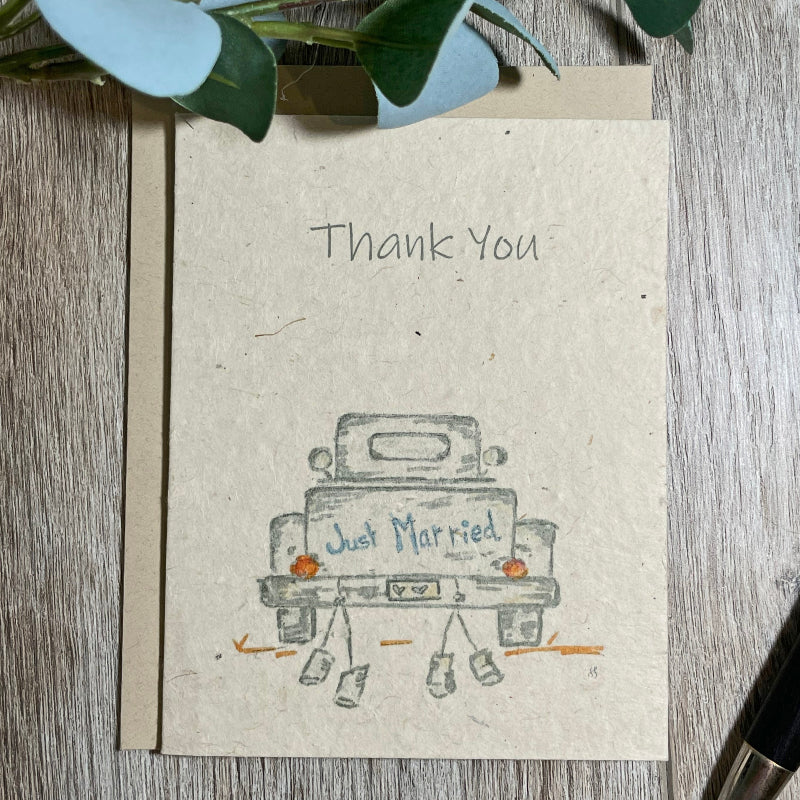 Thank you card. Wedding. Farmhouse. Rustic. Plantable Card. Wildflower Seed paper. plantable card. truck . thank you for guests.