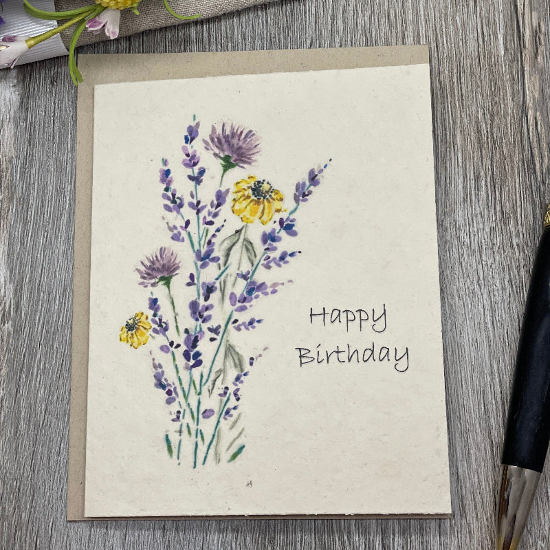 Birthday. Plantable Cards. Coneflower. Lavender. Purple perennials. Wildflower seed paper. floral. boho. rustic. lotka paper.