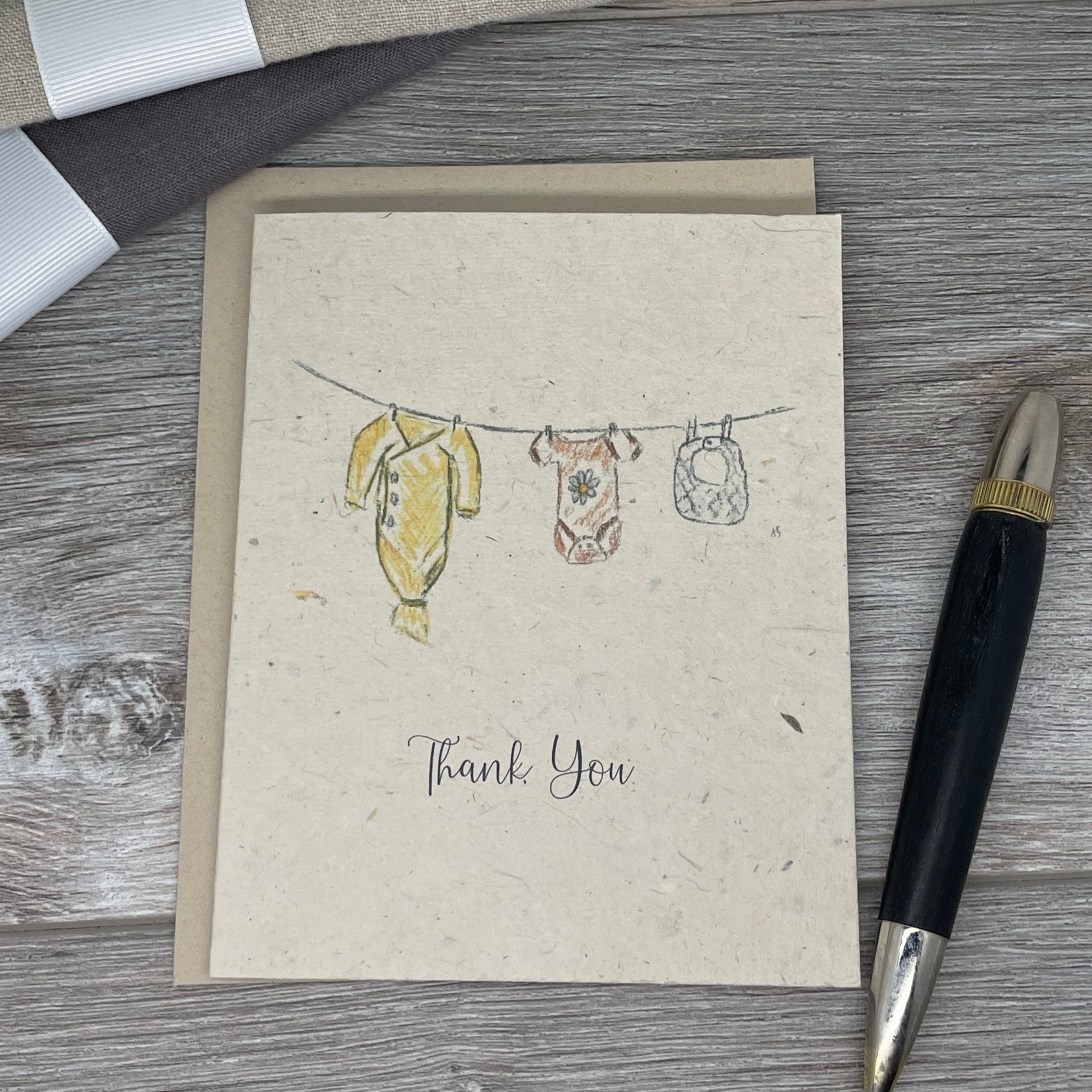 Baby Shower Card. baby shower gift. Plantable Seed Paper. Thank you. Wildflower seed paper. lamb. wildflowers.