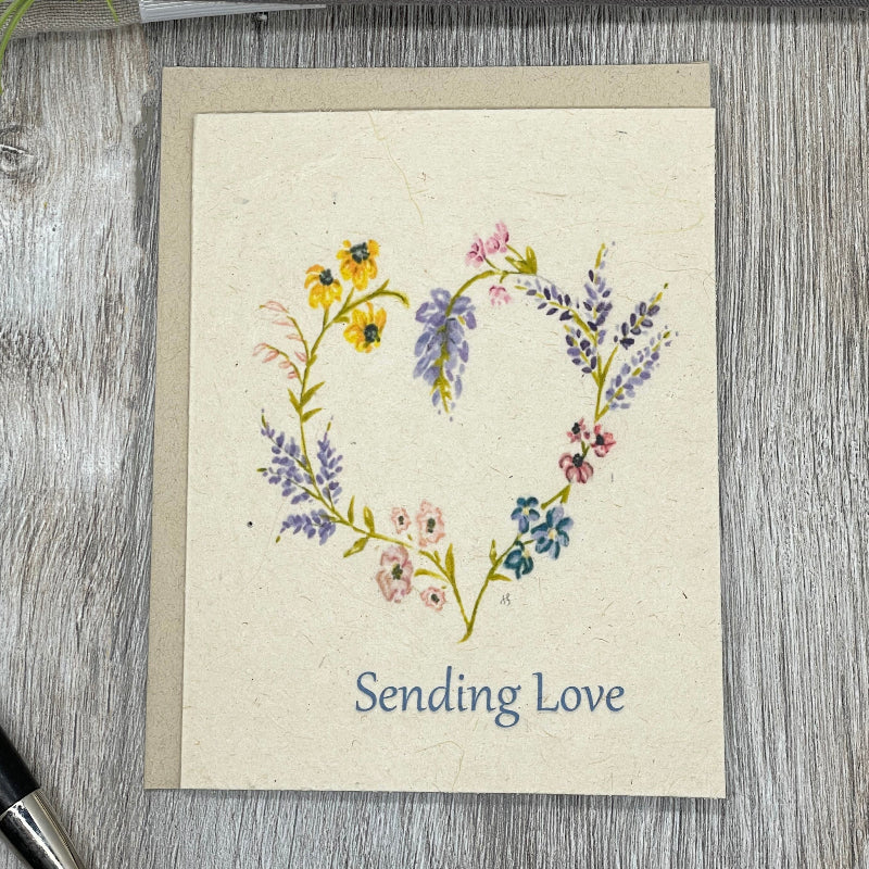 Wildflower Seed Paper. Plantable Cards. Wildflower Heart. Sending Love. Friendship card. grief card. sympathy card. Love card. romance. Plantable paper.