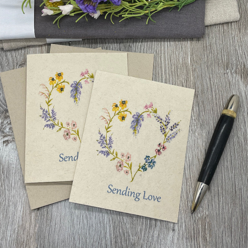 Wildflower Seed Paper. Plantable Cards. Wildflower Heart. Sending Love. Friendship card. grief card. sympathy card. Love card. romance. Plantable paper.