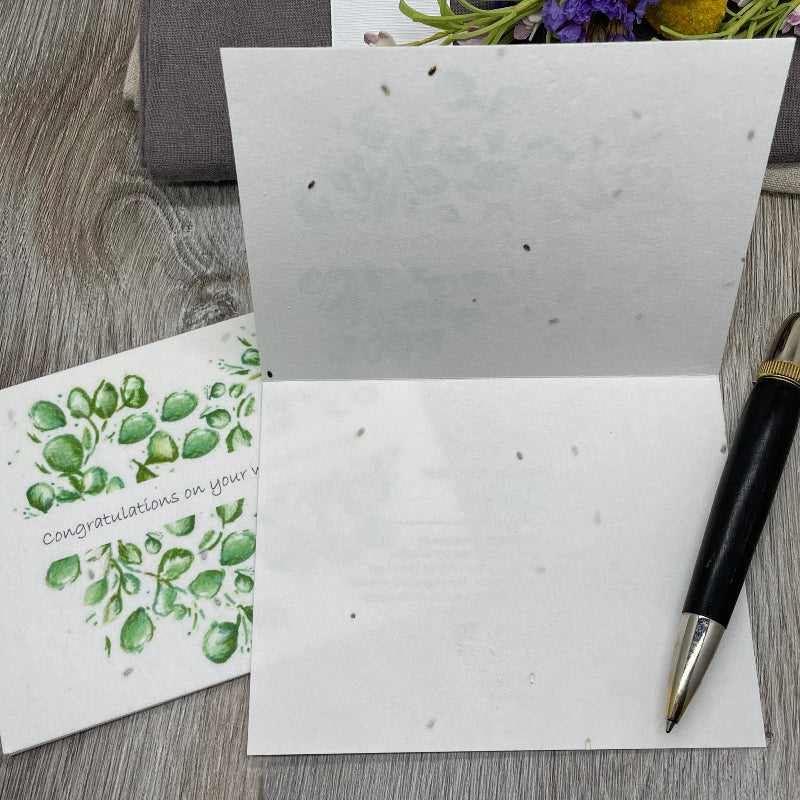 lavender seed paper. custom card.