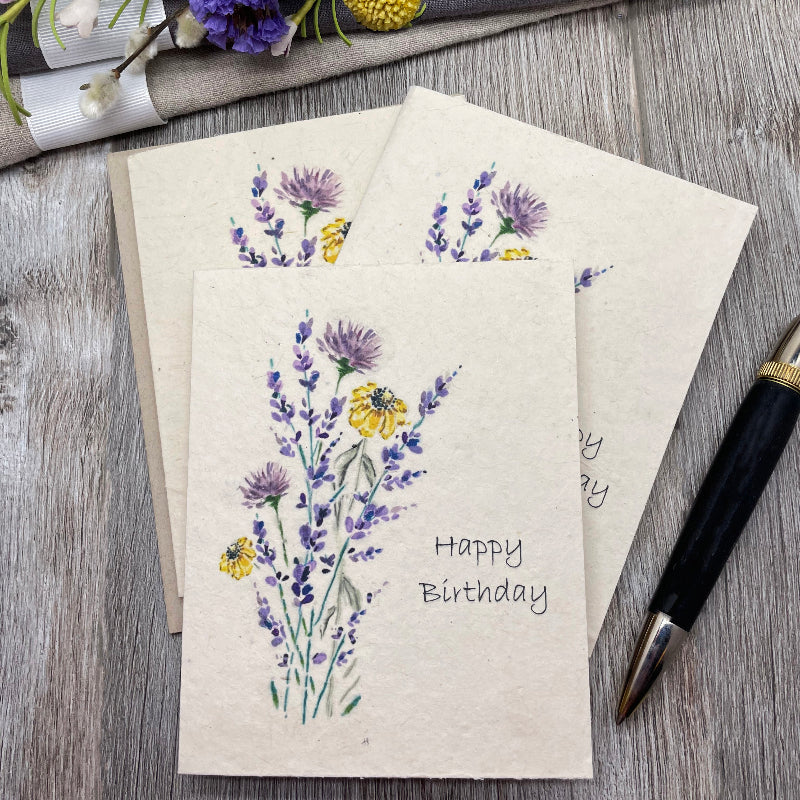 Birthday. Plantable Cards. Coneflower. Lavender. Purple perennials. Wildflower seed paper. floral. boho. rustic. lotka paper.