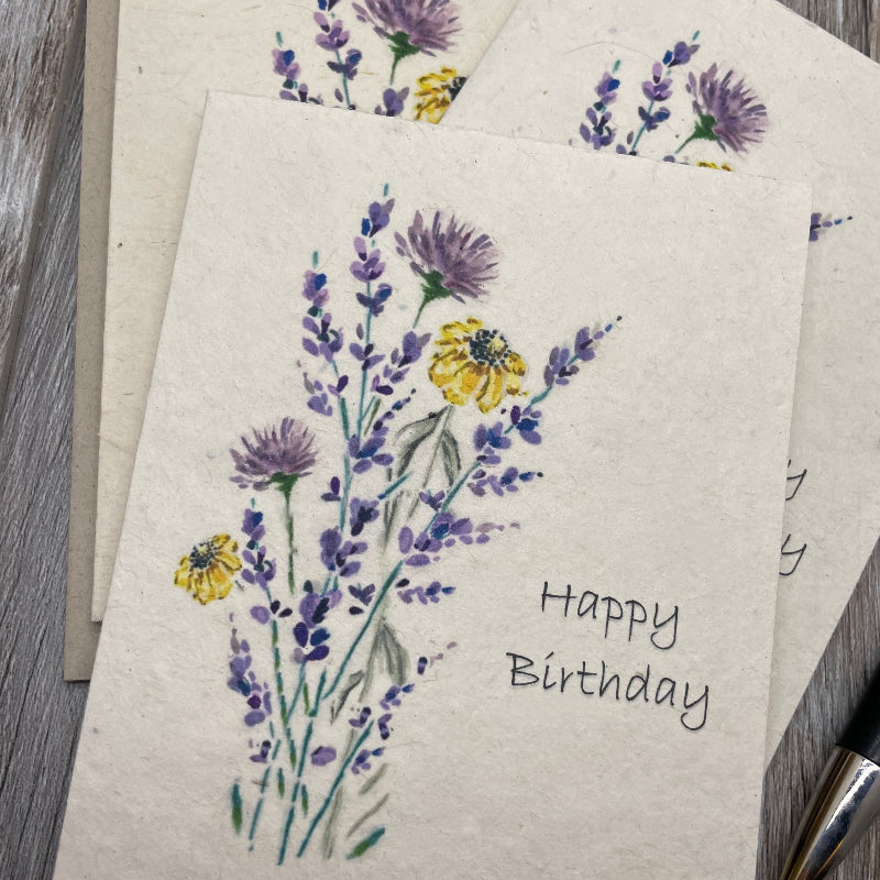 Birthday. Plantable Cards. Coneflower. Lavender. Purple perennials. Wildflower seed paper. floral. boho. rustic. lotka paper.