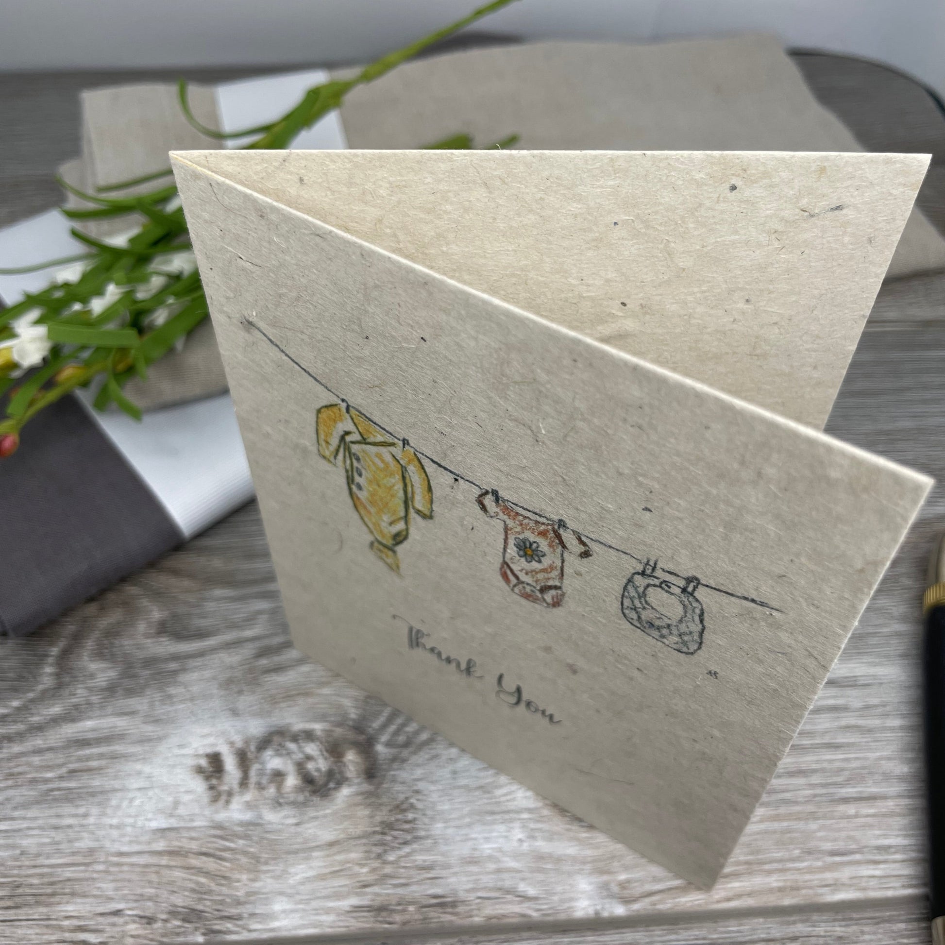 Baby Shower Card. baby shower gift. Plantable Seed Paper. Thank you. Wildflower seed paper. lamb. wildflowers.