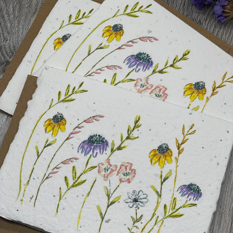 Wildflower Seed Paper. Plantable Cards. Seed Paper. 1 Simple Seed. Watercolor art.