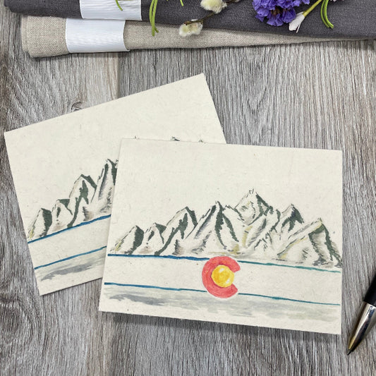 Colorado Flag. Colorado Mountains. Wildflower Seed paper. Plantable Cards. 1 Simple Seed. Colorado Anniversary.