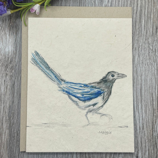 magpie. birds. plantable paper. wildflower seed paper. 1 simple seed.