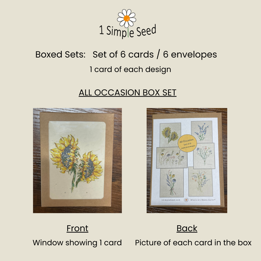 Boxed Set  | All Occasion Cards |  6 Cards & 6 Envelopes