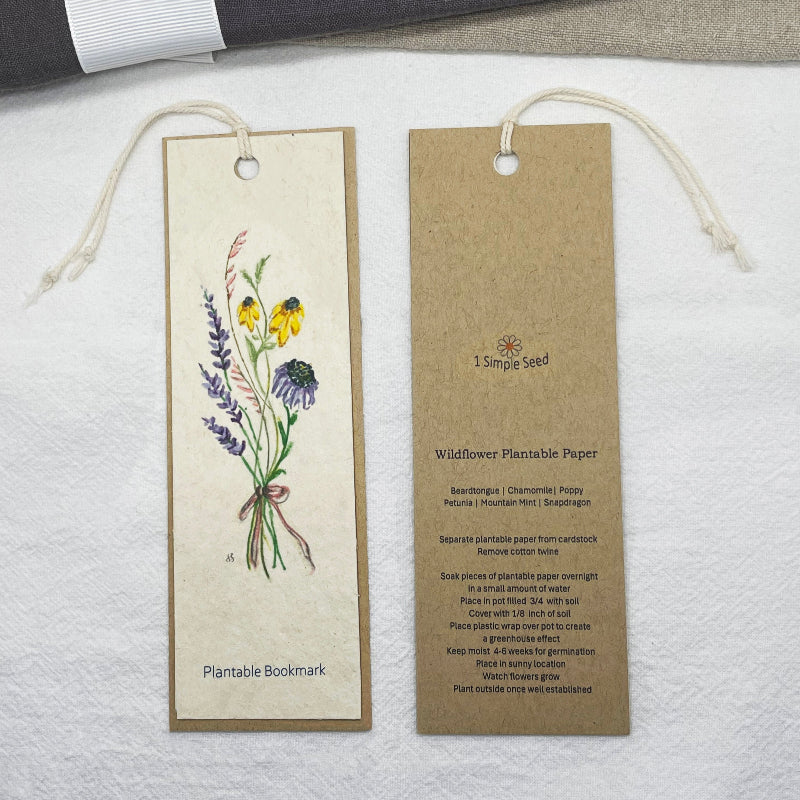 Bookmark. Wildflower seed paper. Plantable cards. 