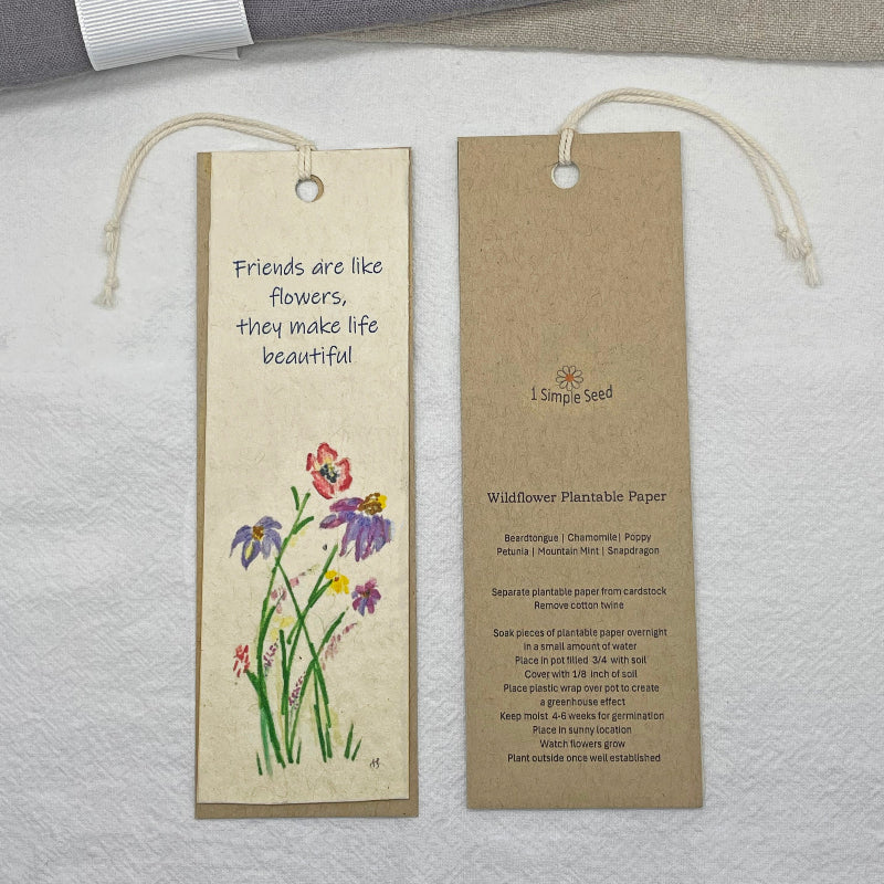 Wildflower seed paper. book mark. friendship. encouragement. bookmARK