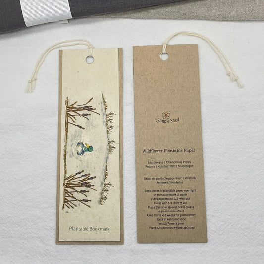 plantable book mark. wildflower seed paper. duck on lake. adventure. outdoor. 