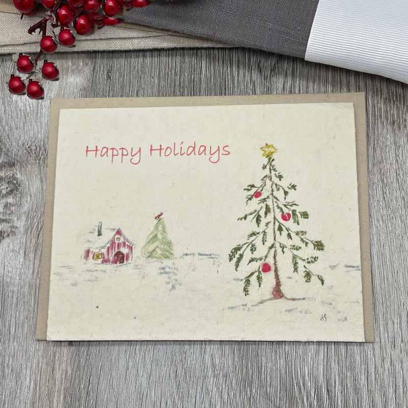 Farmhouse holiday. christmas bulk cards. outdoor rustic plantable card. wildflowers. chic. minimalist. holiday.