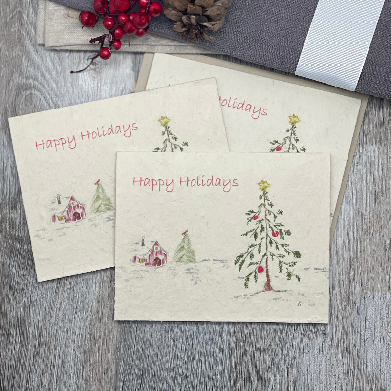 Farmhouse holiday. christmas bulk cards. outdoor rustic plantable card. wildflowers. chic. minimalist. holiday.