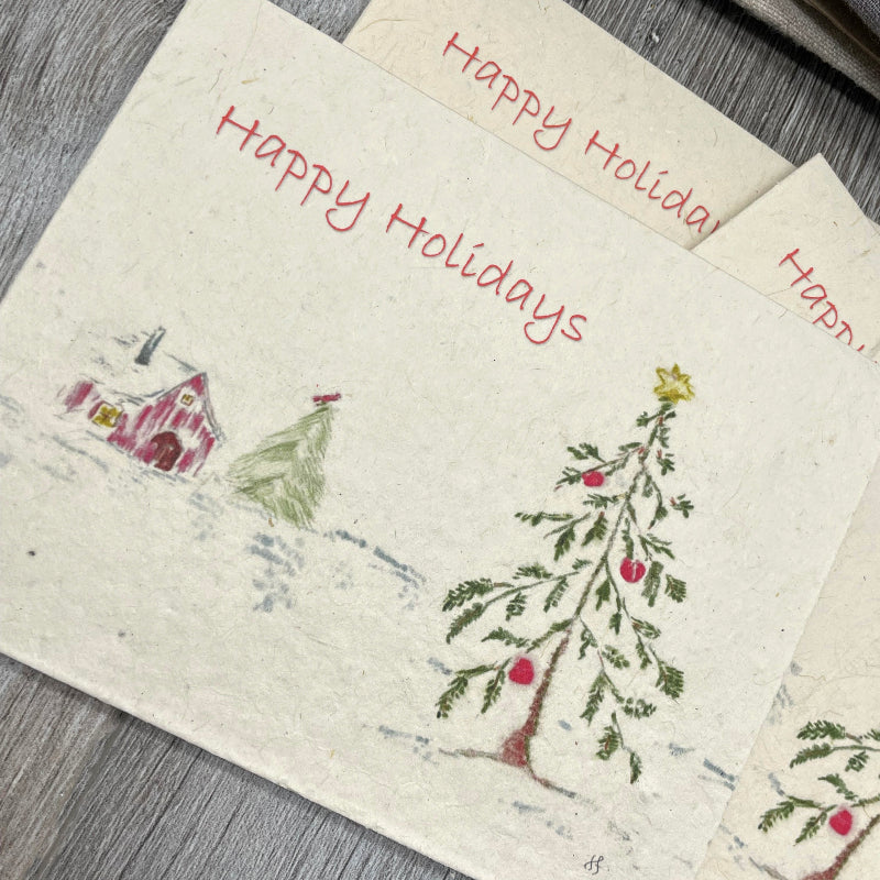 Farmhouse holiday. christmas bulk cards. outdoor rustic plantable card. wildflowers. chic. minimalist. holiday.