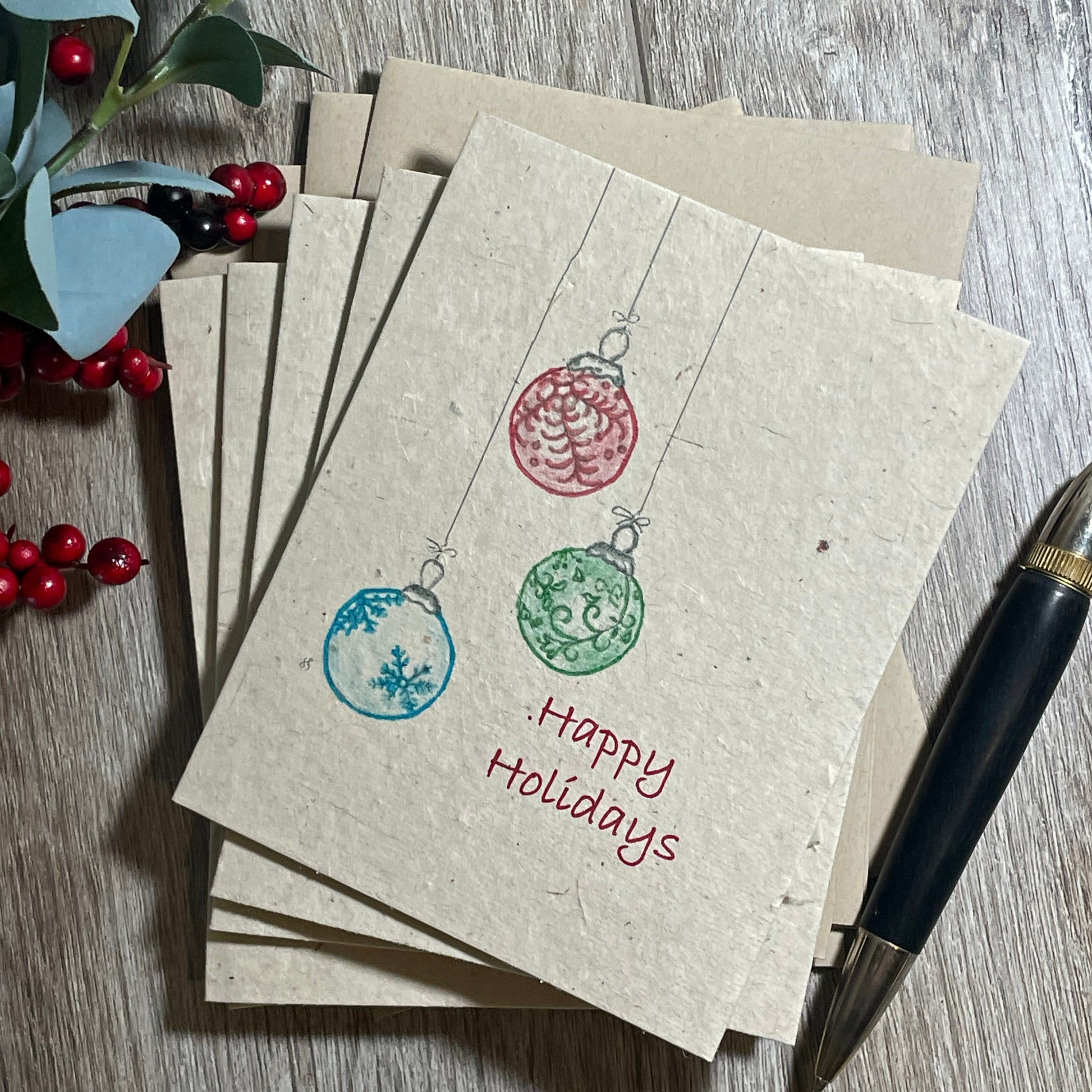 flower seed christmas cards Holiday | Christmas | Plantable Card | Wildflower Seed Paper | Hand Drawn