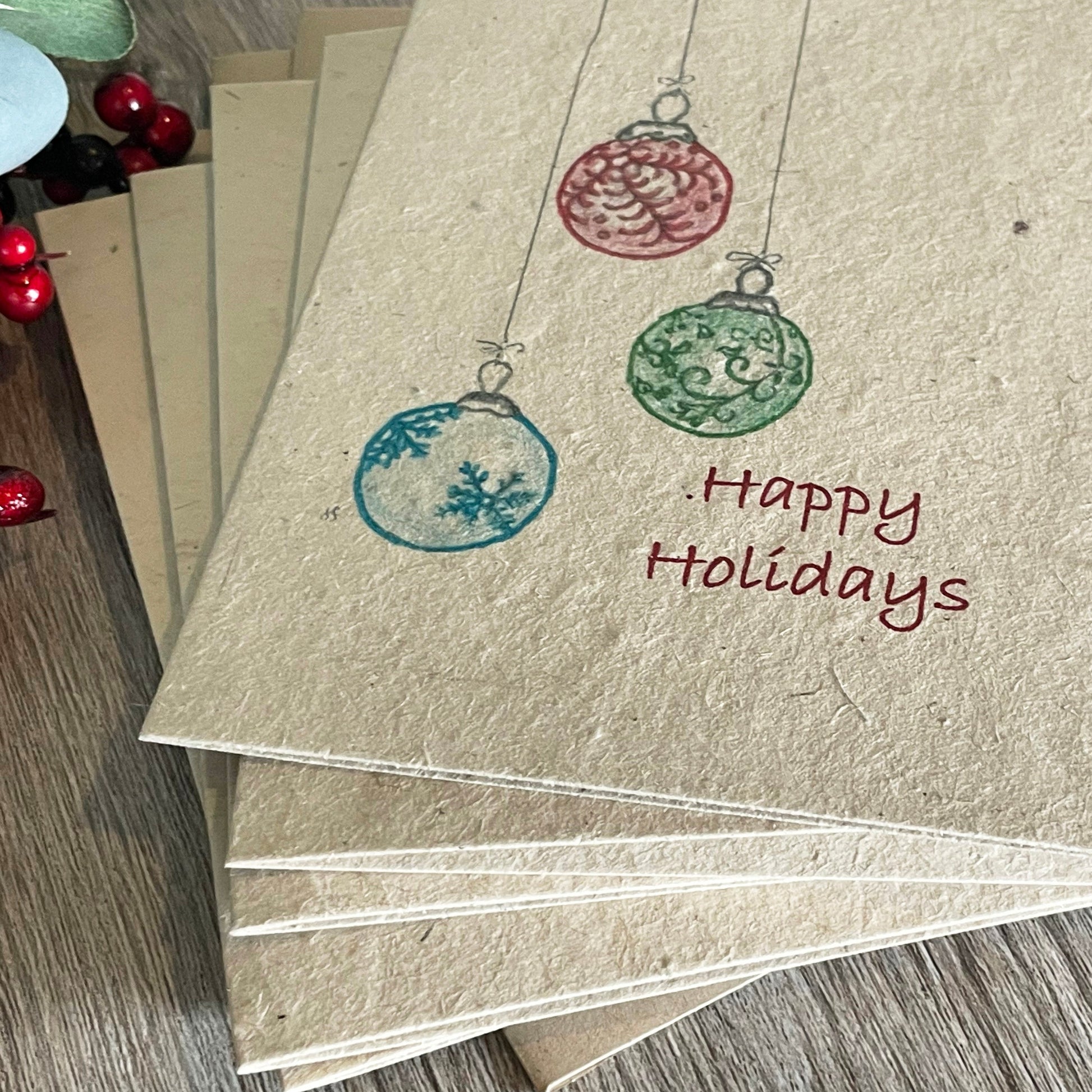 flower seed christmas cards Holiday | Christmas | Plantable Card | Wildflower Seed Paper | Hand Drawn
