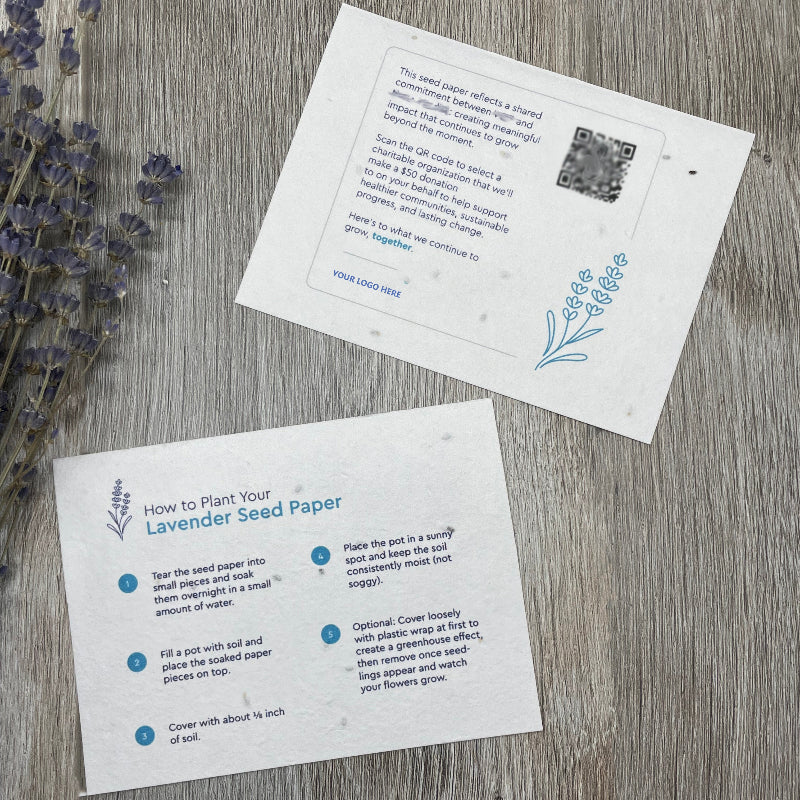 Lavender Card.  Plantable Seed Paper. Custom Design