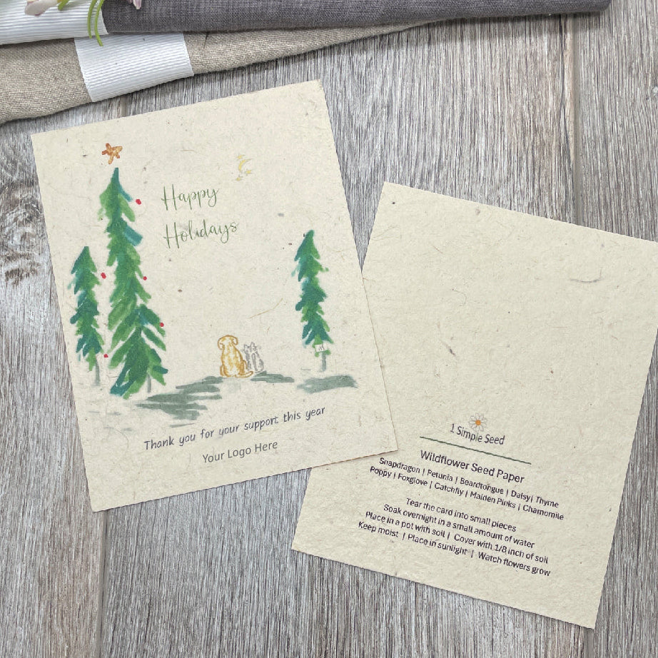 Custom Card.  Dog and cat lover. Holiday Card. Christmas Card.  Plantable Paper. 