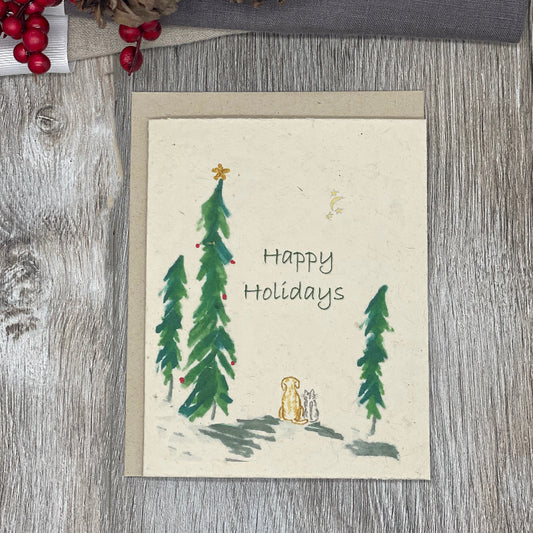 Happy Holidays. Merry Christmas. Bulk cards. dog cat lover. animals Plantable card. Wildflower seed paper. nature lover. Lotka paper