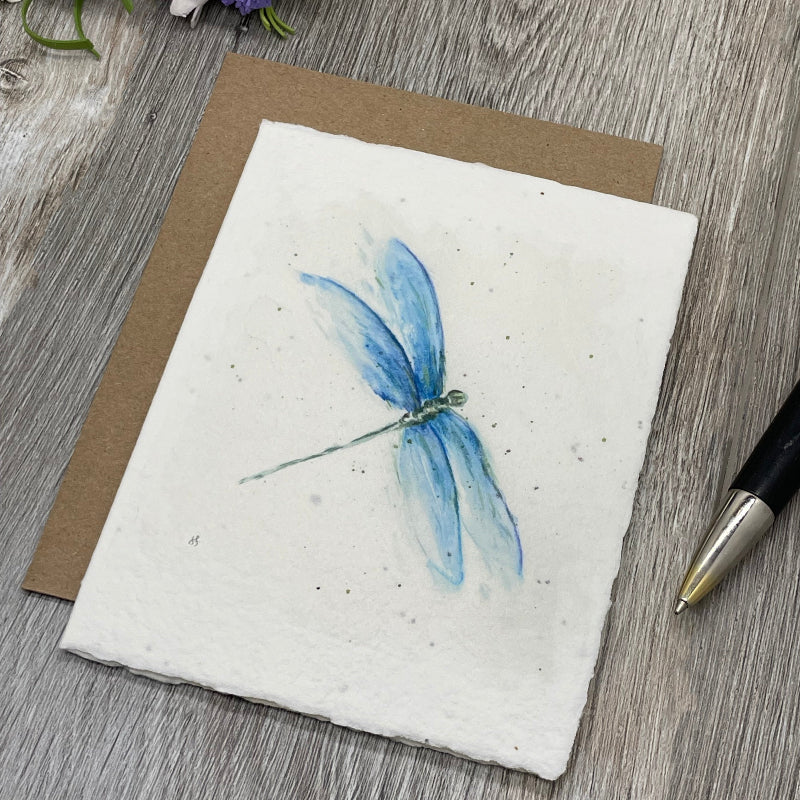 Blue Dragonfly. Plantable cards. Wildflower Seed Paper. All occasion Card.