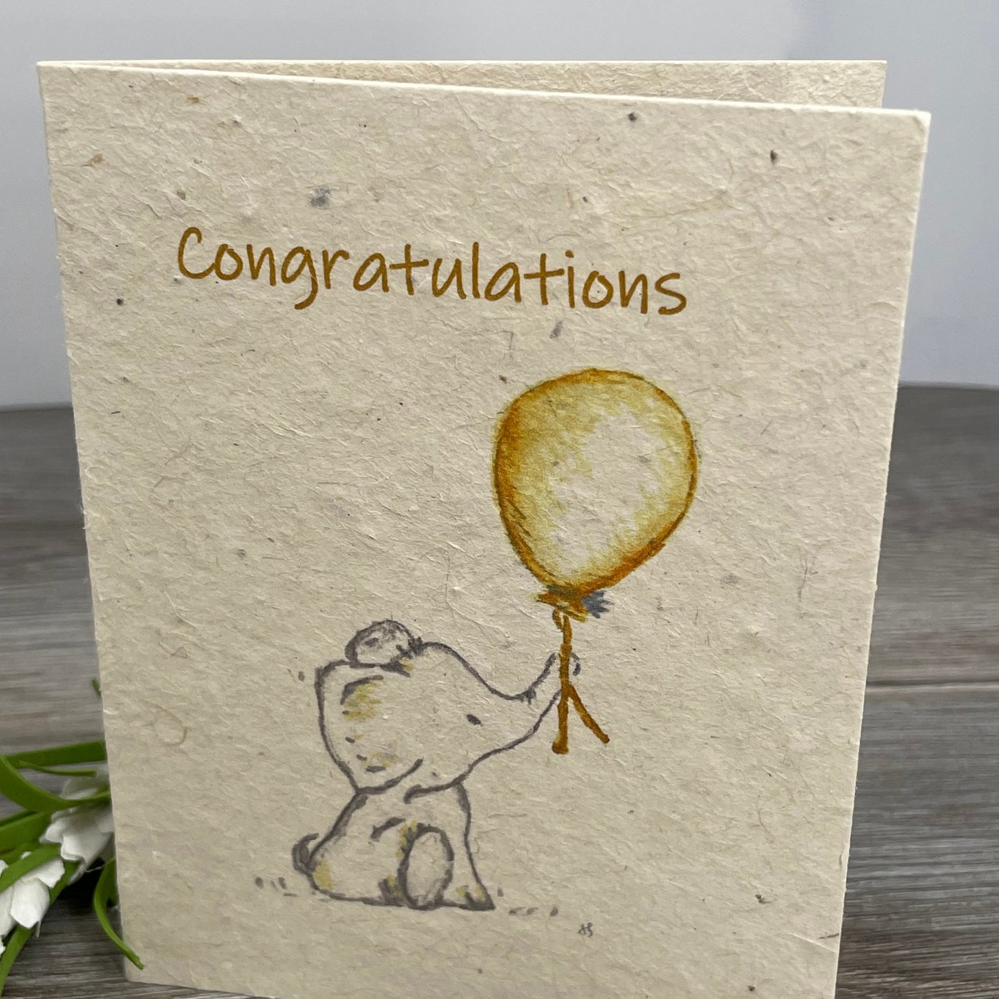 Congratulations | Plantable Card  | Hand Drawn | Wildflower Seed Paper | Elephant
