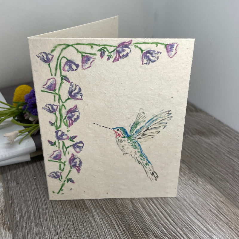 Wildflower Seed Paper. Hummingbird. forget me not flowers. Plantable Cards. Summer. Birds