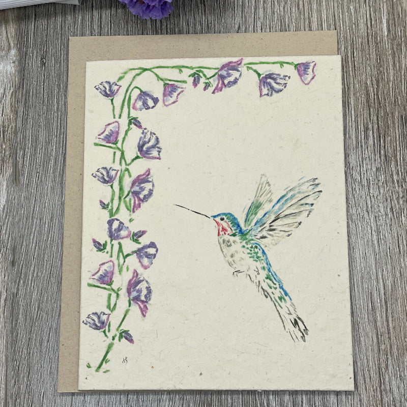 Wildflower Seed Paper. Hummingbird. forget me not flowers. Plantable Cards. Summer. Birds