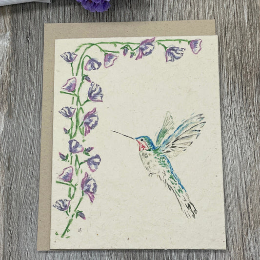 Wildflower Seed Paper. Hummingbird. forget me not flowers. Plantable Cards. Summer. Birds