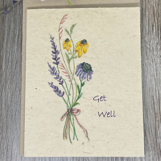Get Well | Plantable Card |  Hand Drawn | Wildflower Seed Paper | Bouquet
