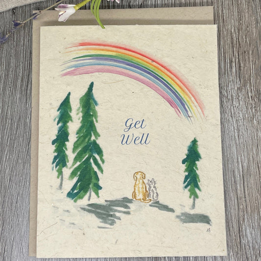 Get Well | Plantable Card |  Hand Drawn | Wildflower Seed Paper | Dog Cat